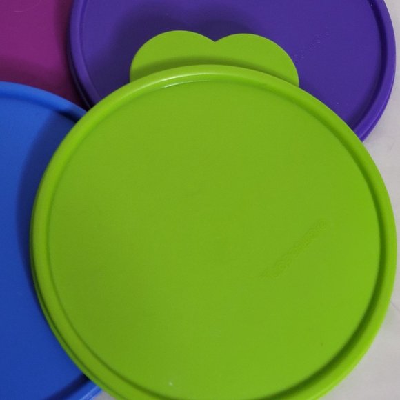 Tupperware Lid Lot 2541 With Tab Set of 5 Assorted Colors Cereal Bowl Lids - Picture 2 of 8